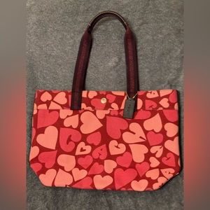 Coach heart canvas tote, like new